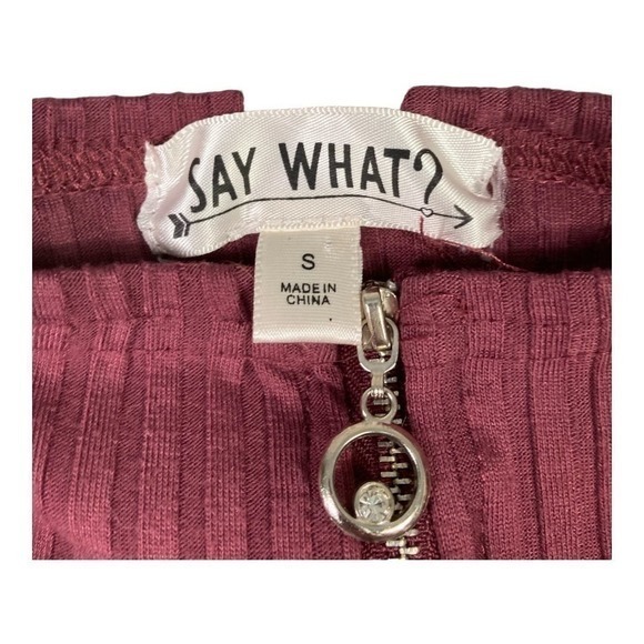 Red Sweater Dress S Zip Up Form Fitting Short Sleeve Summer Fall Cool Say What - Picture 3 of 4